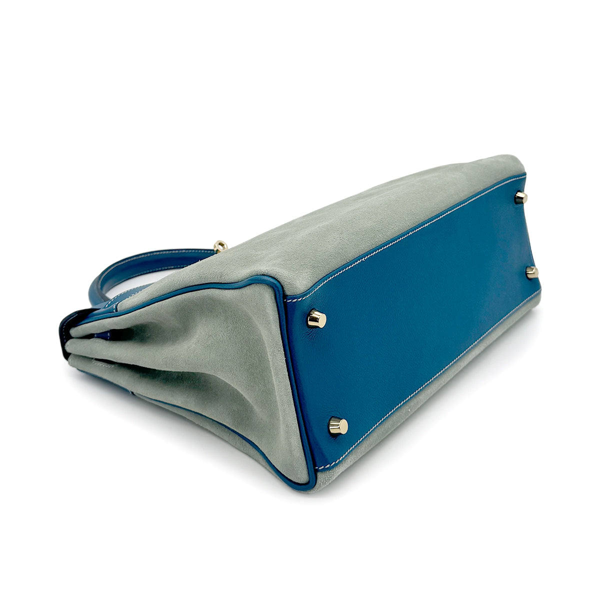 HERMES KELLY 32 AMAZON RETOURNE BLEU DE GALICE DEBRIS HAND SHOULDER BAG R SHW 90276747