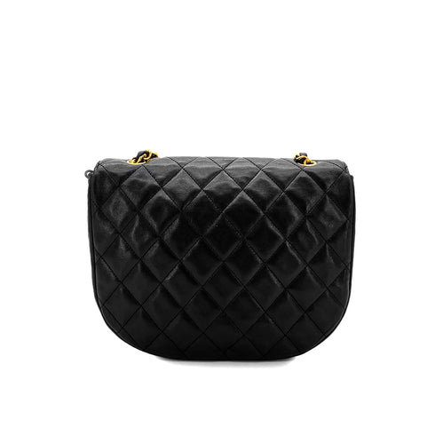 CHANEL VINTAGE BIG COCO HALF MOON CHAIN SHOULDER BAG BLACK LAMB SKIN 90276749 - PURPOSE