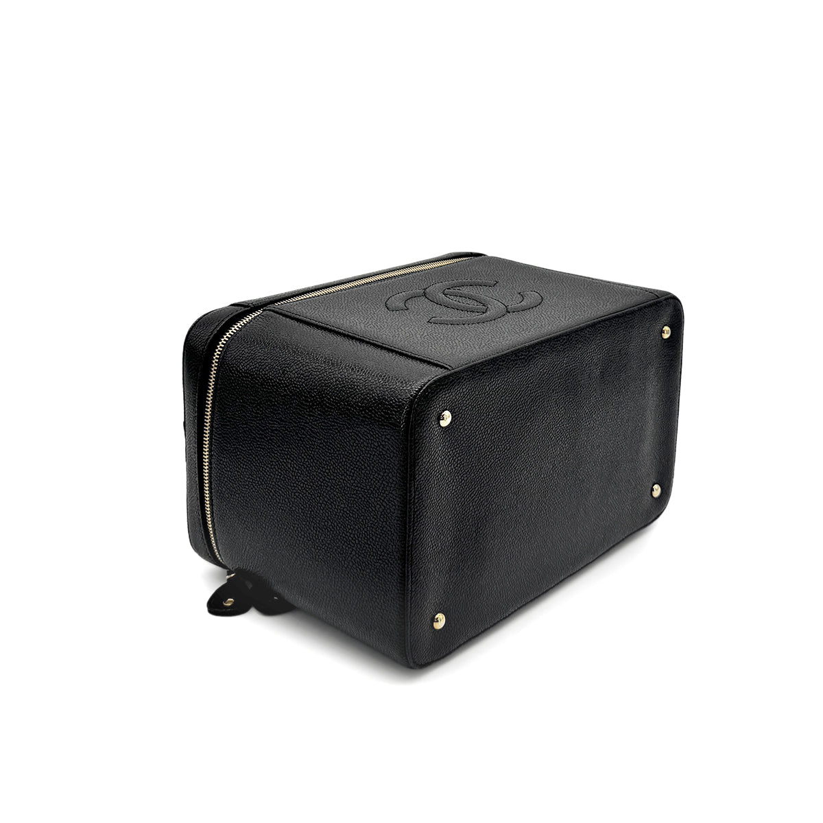 CHANEL VINTAGE VANITY HAND BAG BLACK CAVIAR SKIN 90276755