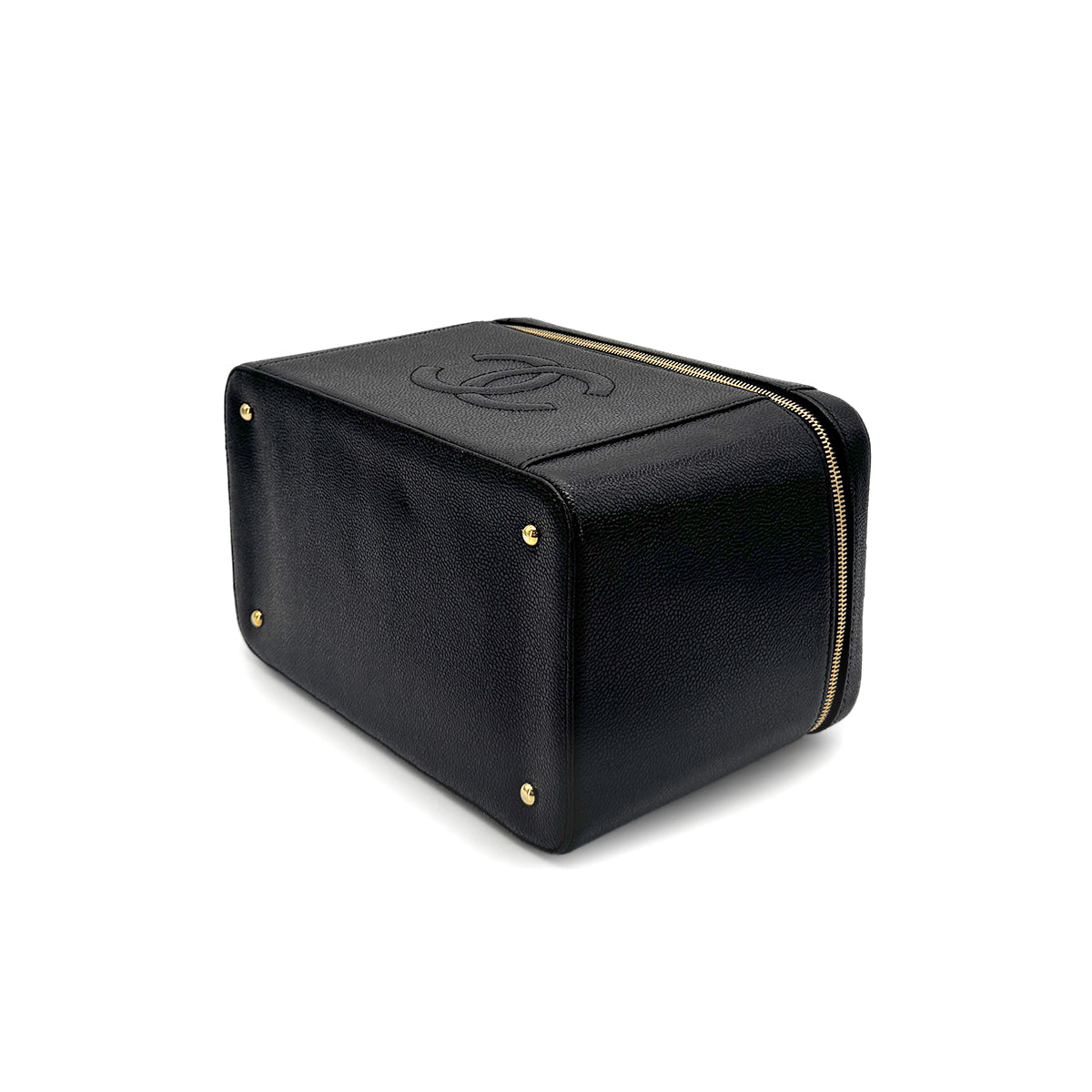CHANEL VINTAGE VANITY HAND BAG BLACK CAVIAR SKIN 90276755