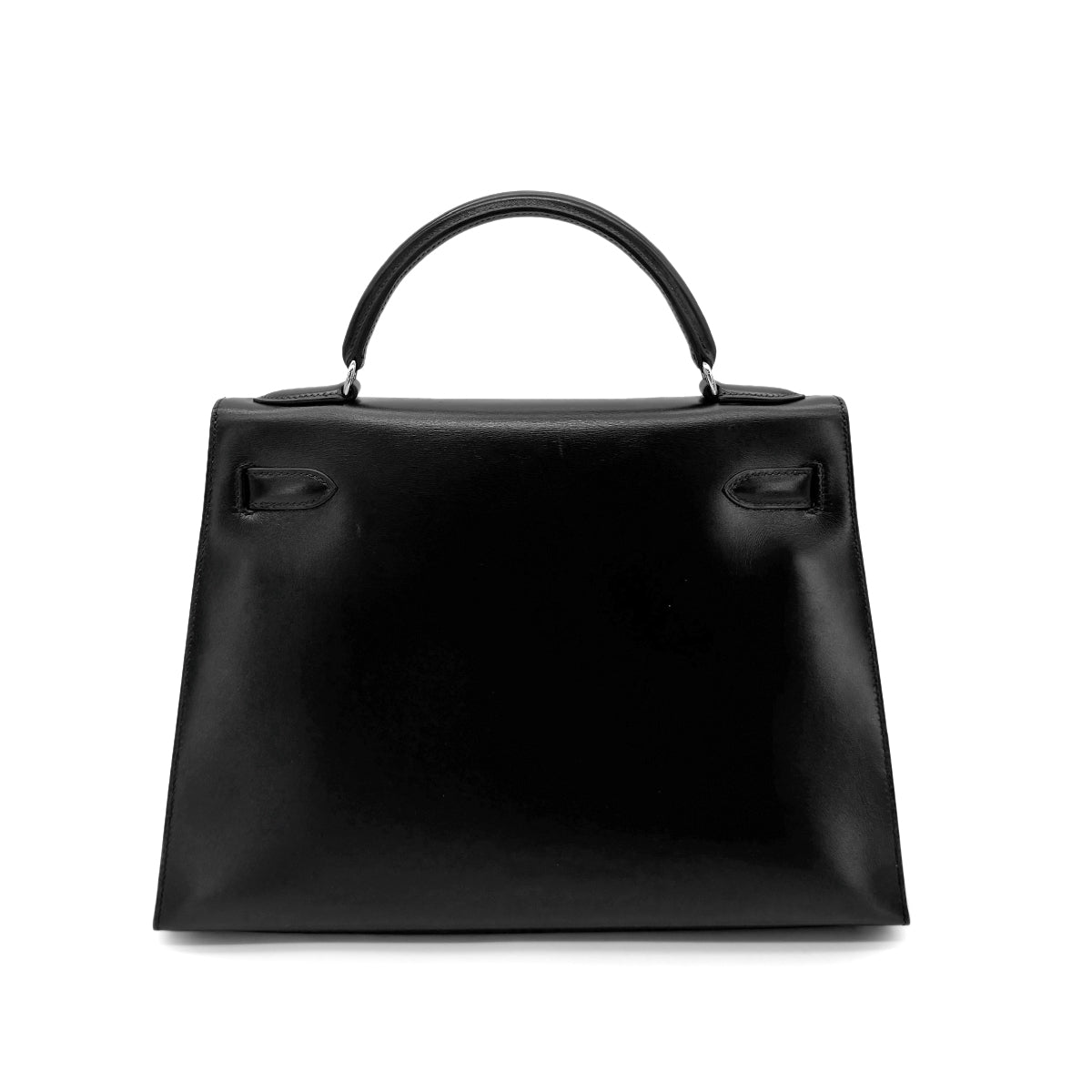 HERMES KELLY 32 SELLIER BLACK BOXCALF HAND SHOULDER BAG □C SHW 90276756