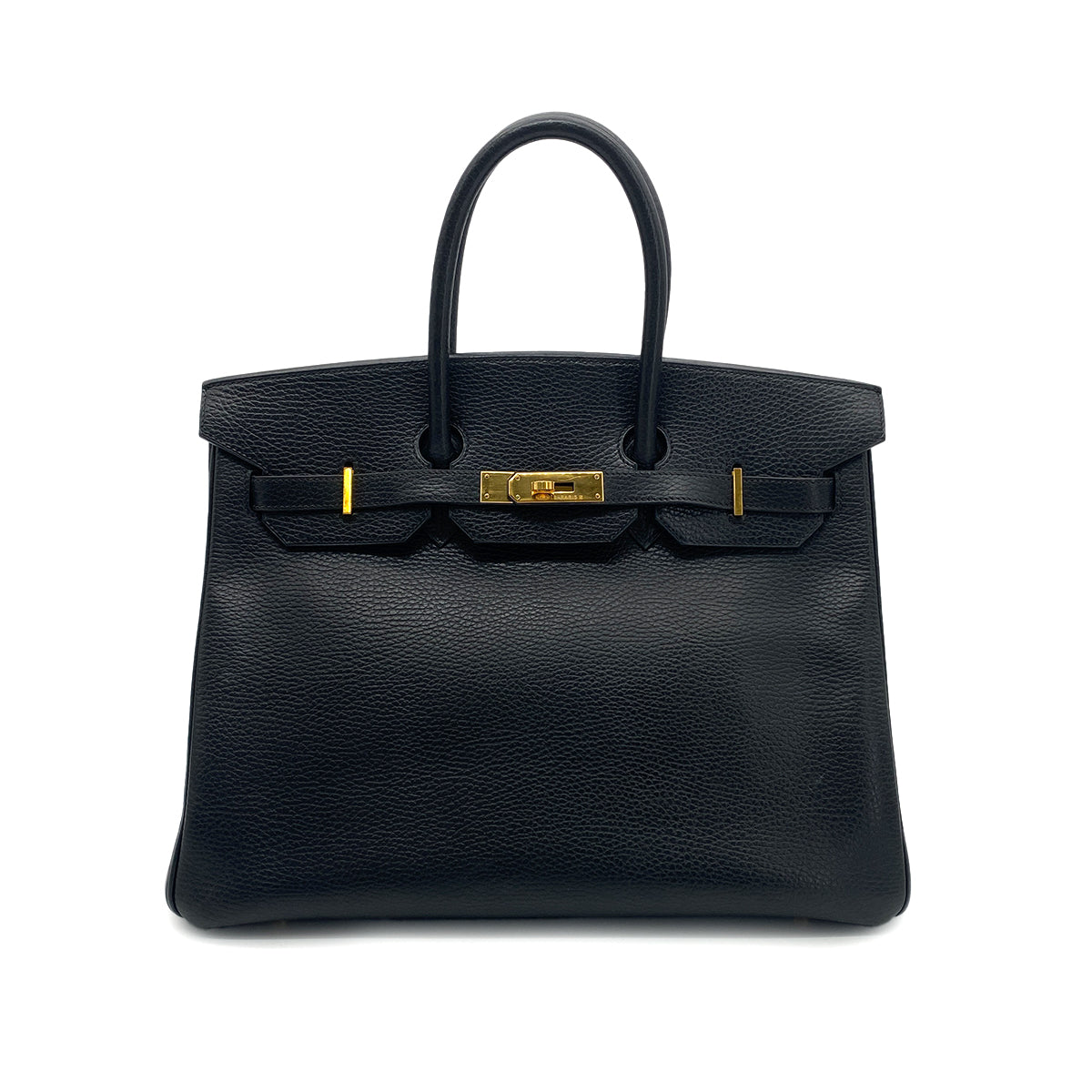 HERMES BIRKIN 35 BLACK ARDENNES HAND BAG □F GHW 90276760