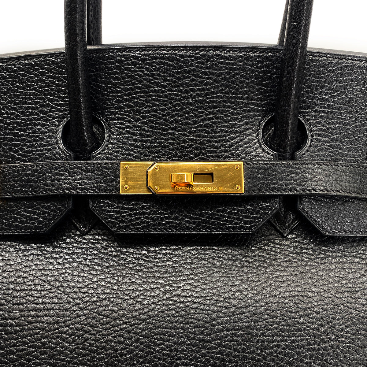 HERMES BIRKIN 35 BLACK ARDENNES HAND BAG □F GHW 90276760