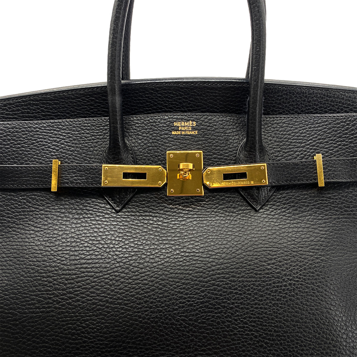 HERMES BIRKIN 35 BLACK ARDENNES HAND BAG □F GHW 90276760