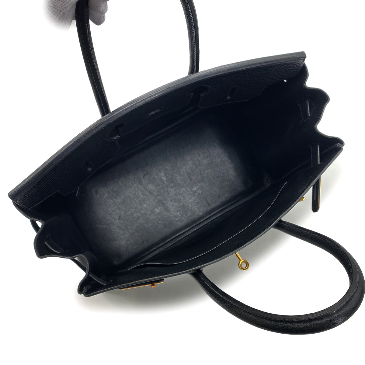 HERMES BIRKIN 35 BLACK ARDENNES HAND BAG □F GHW 90276760