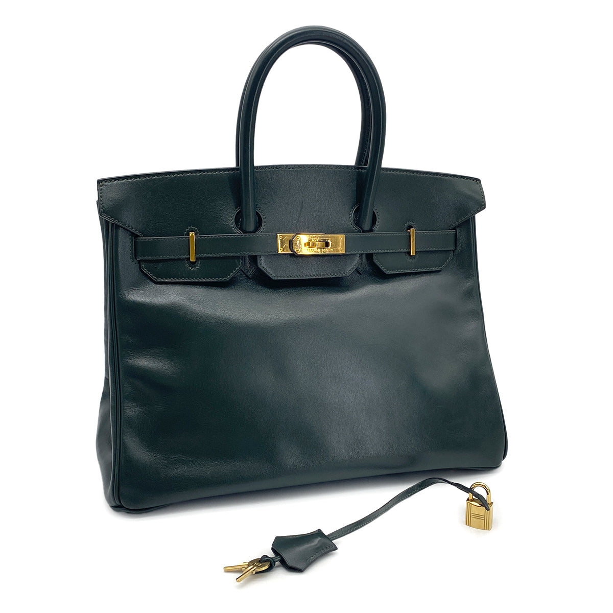 HERMES BIRKIN 35 GREEN BOXCALF HAND BAG 〇Y GHW 90276761