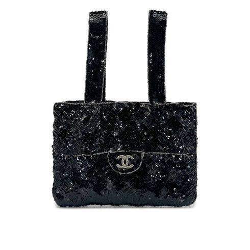 CHANEL VINTAGE HAND BAG COCOMARK RHINESTONE BLACK SEQUINS 90276765 - PURPOSE