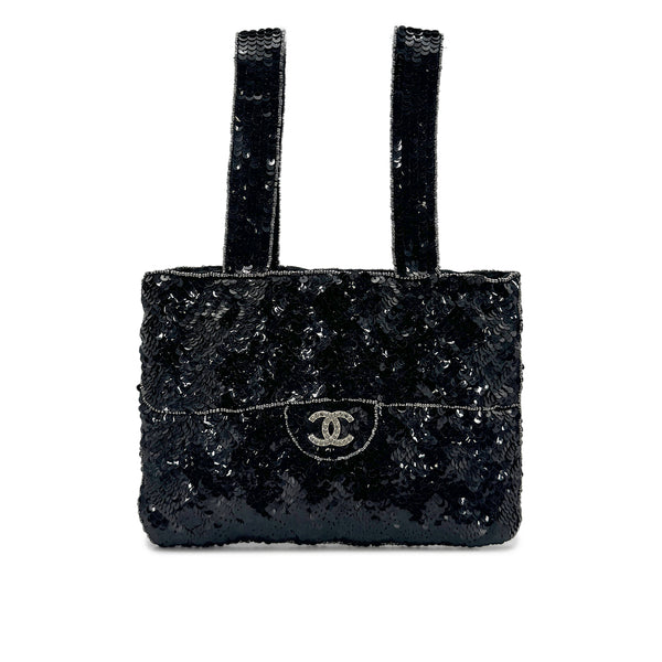 CHANEL VINTAGE HAND BAG COCOMARK RHINESTONE BLACK SEQUINS 90276765 - PURPOSE