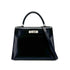 HERMES KELLY 28 SELLIER GUILLOCHE BLACK BOXCALF HAND SHOULDER BAG □G 90276766 - PURPOSE