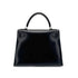 HERMES KELLY 28 SELLIER GUILLOCHE BLACK BOXCALF HAND SHOULDER BAG □G 90276766 - PURPOSE