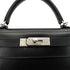 HERMES KELLY 28 SELLIER GUILLOCHE BLACK BOXCALF HAND SHOULDER BAG □G 90276766 - PURPOSE