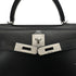 HERMES KELLY 28 SELLIER GUILLOCHE BLACK BOXCALF HAND SHOULDER BAG □G 90276766 - PURPOSE