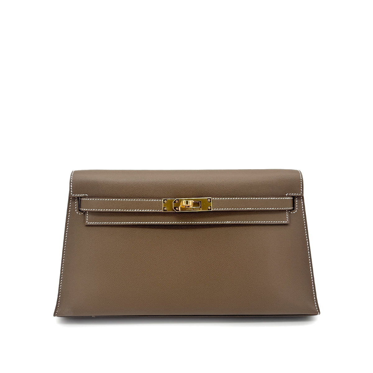 HERMES KELLY ELAN ETOUPE VEAU MADAME CLUTCH SHOULDER BAG B GHW 90276769