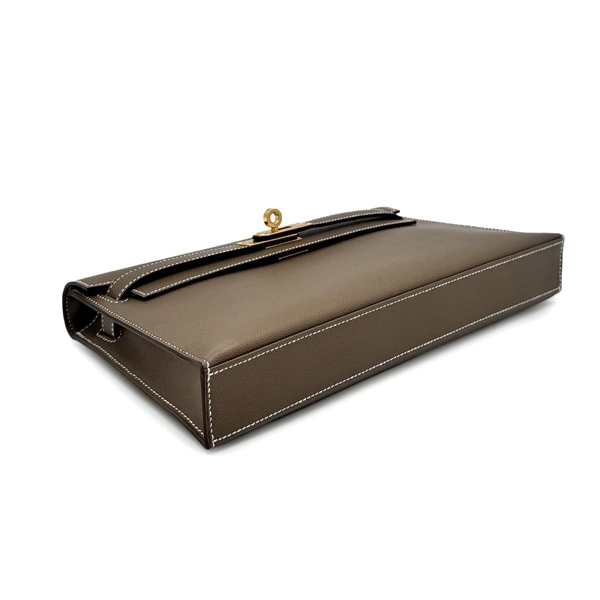 HERMES KELLY ELAN ETOUPE VEAU MADAME CLUTCH SHOULDER BAG B GHW 90276769