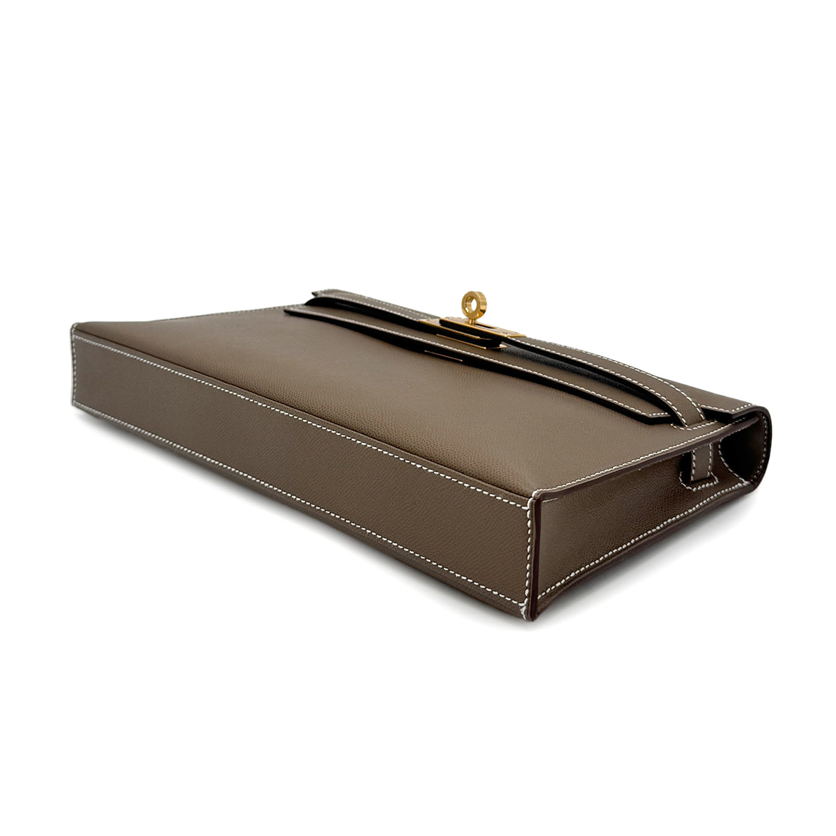 HERMES KELLY ELAN ETOUPE VEAU MADAME CLUTCH SHOULDER BAG B GHW 90276769