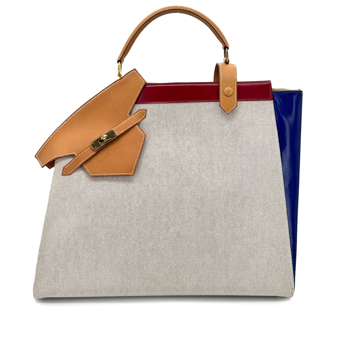 HERMES HIMALAYA NATURAL BLUE RED TOILE H VEAU CHAMONIX BOXCALF HAND BAG 〇O GHW 90276771