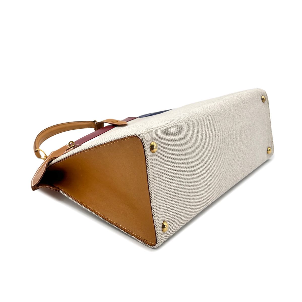 HERMES HIMALAYA NATURAL BLUE RED TOILE H VEAU CHAMONIX BOXCALF HAND BAG 〇O GHW 90276771