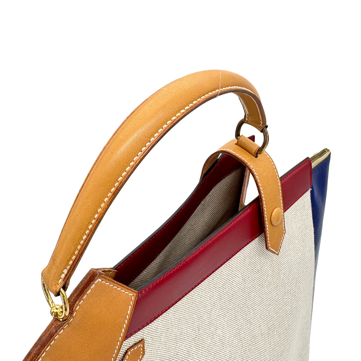 HERMES HIMALAYA NATURAL BLUE RED TOILE H VEAU CHAMONIX BOXCALF HAND BAG 〇O GHW 90276771