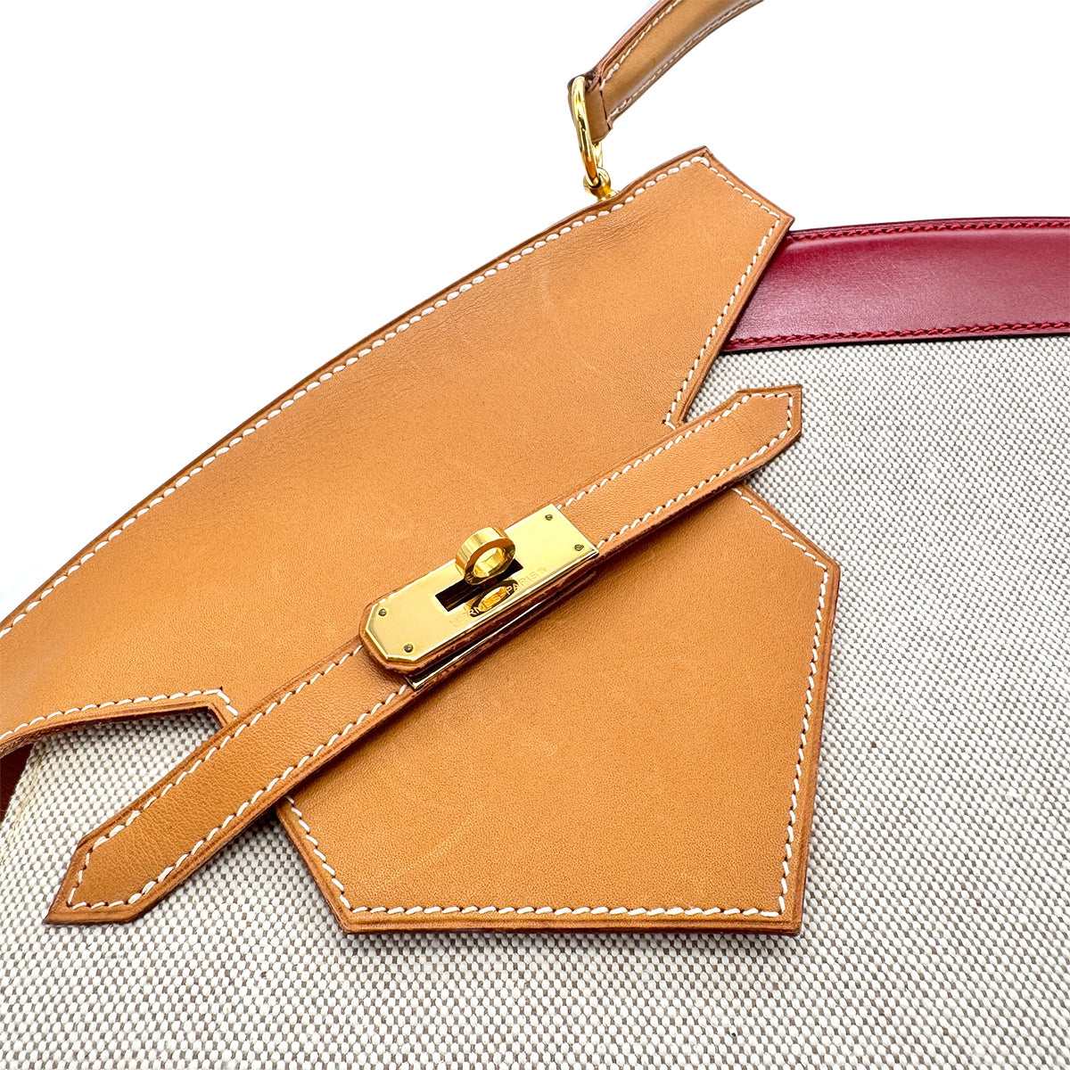 HERMES HIMALAYA NATURAL BLUE RED TOILE H VEAU CHAMONIX BOXCALF HAND BAG 〇O GHW 90276771