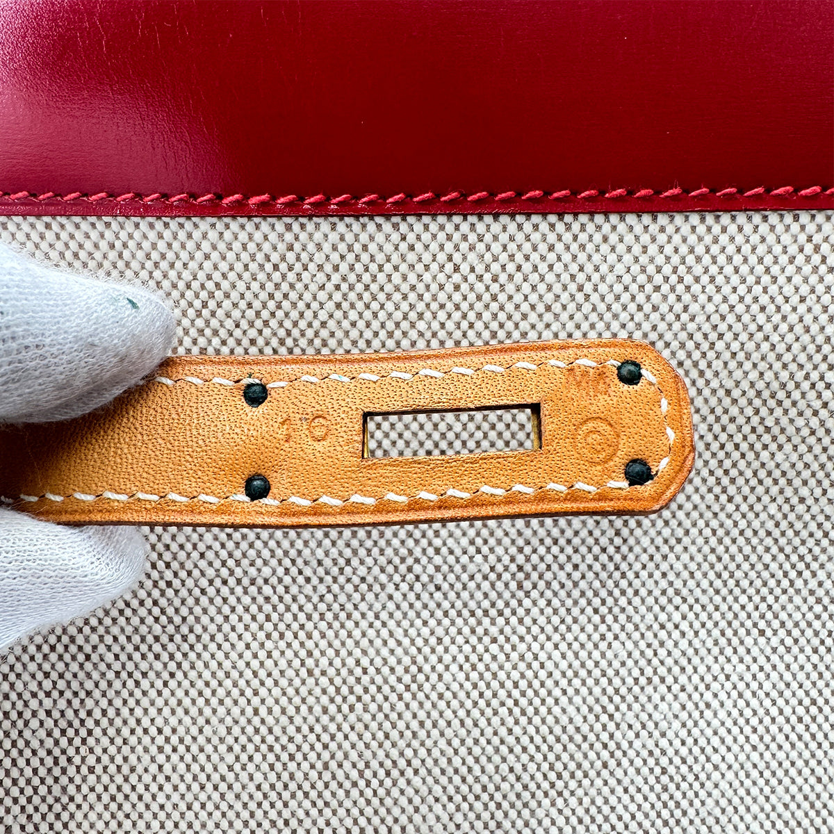 HERMES HIMALAYA NATURAL BLUE RED TOILE H VEAU CHAMONIX BOXCALF HAND BAG 〇O GHW 90276771