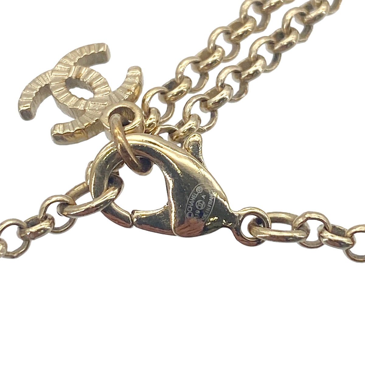CHANEL NECKLACE LOGO FAUX PEARL RHINESTONE ACCESSORY A19A 90276783