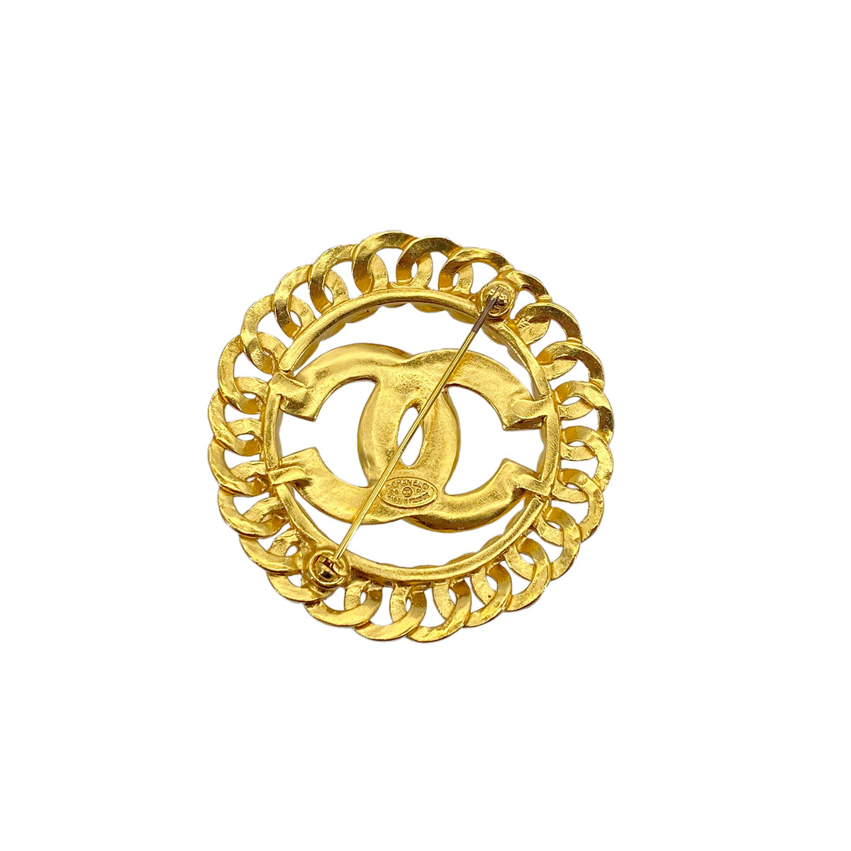 CHANEL VINTAGE COCOMARK ROUND BROOCH ACCESSORY GOLD 95P 90276786