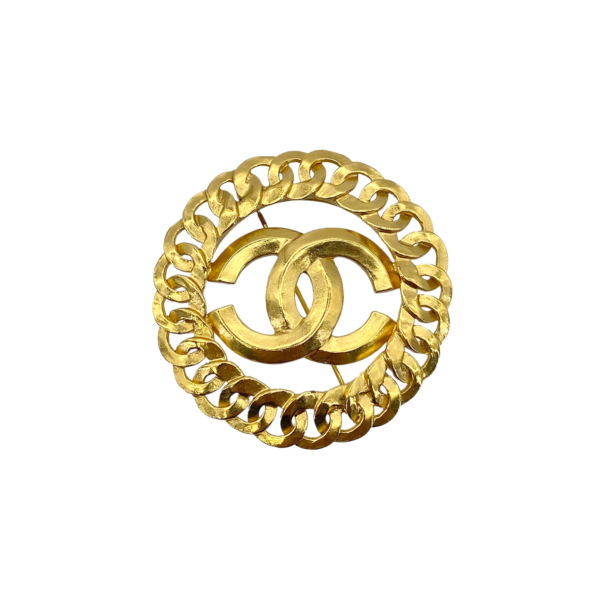 CHANEL VINTAGE COCOMARK ROUND BROOCH ACCESSORY GOLD 95P 90276786