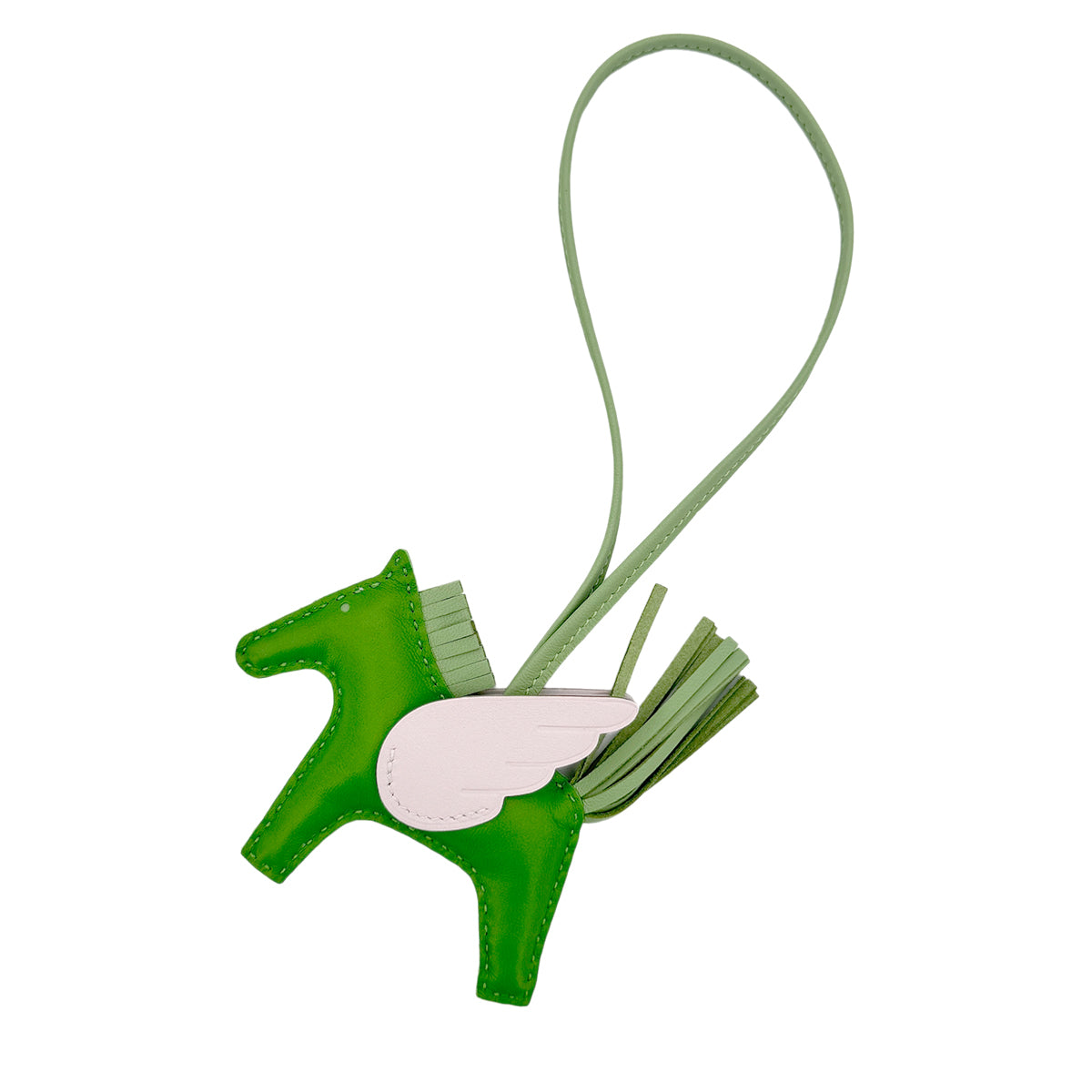 HERMES BAG CHARM RODEO PEGASUS PM VERT YUCCA MAUVE PALE VERT CRIQUET W 90276789