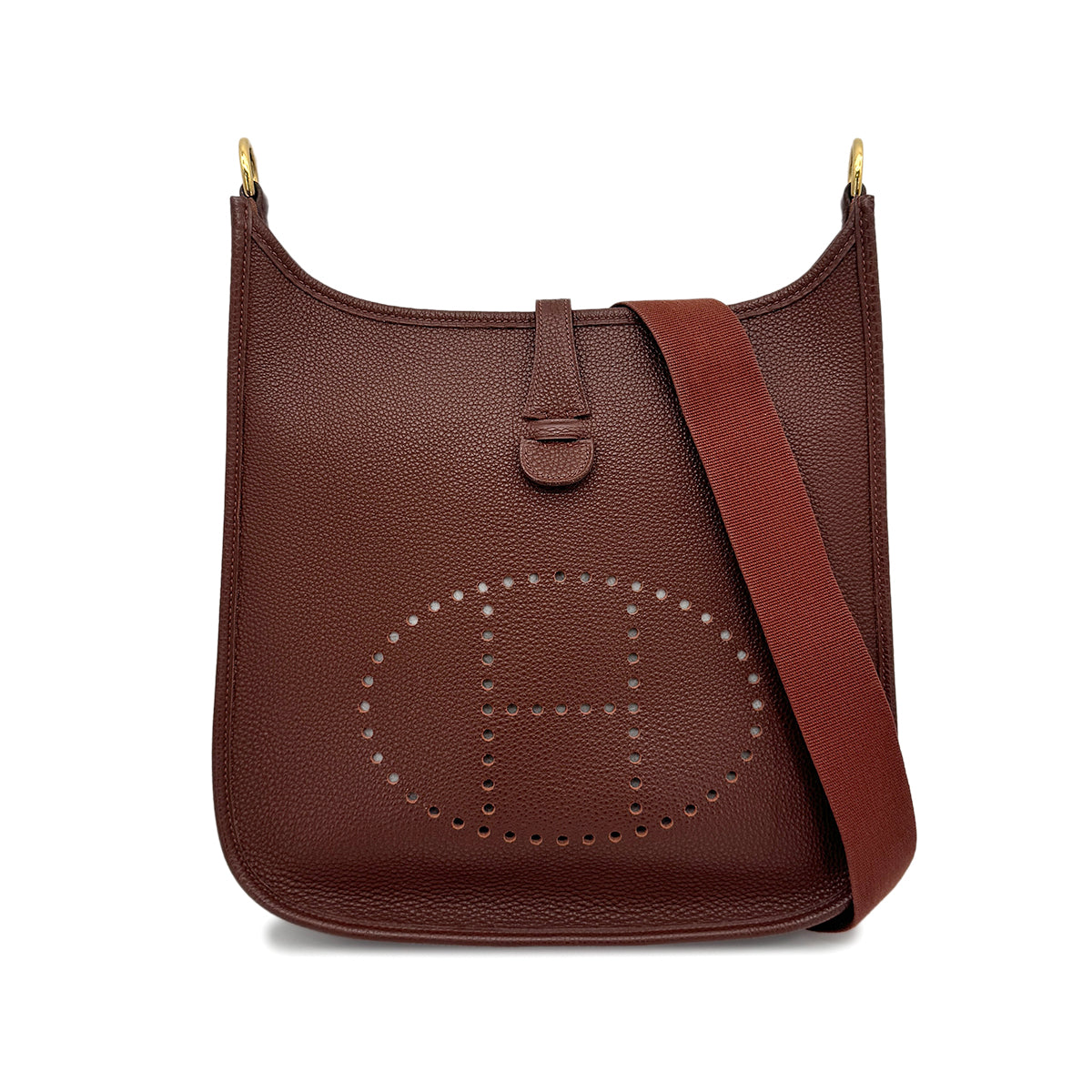 HERMES EVELYNE PM BROWN TOGO SHOULDER BAG □F 90276878
