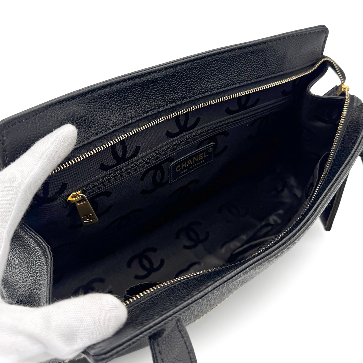 CHANEL VINTAGE WILD STITCH COCOMARK HAND SHOULDER BAG BLACK CAVIAR SKIN 90276885