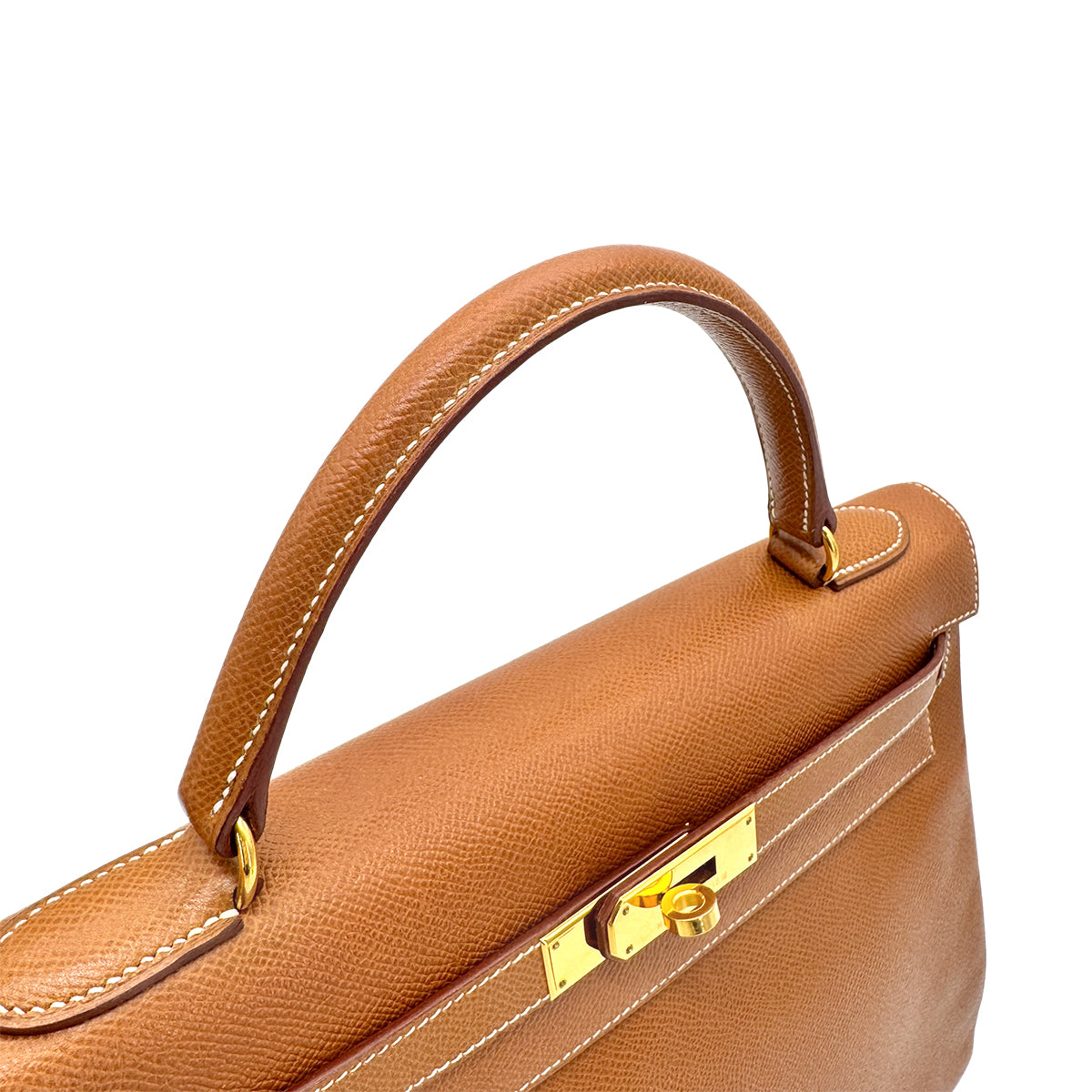 HERMES KELLY 32 RETOURNE GOLD COUCHEVEL HAND SHOULDER BAG □A GHW 90277076