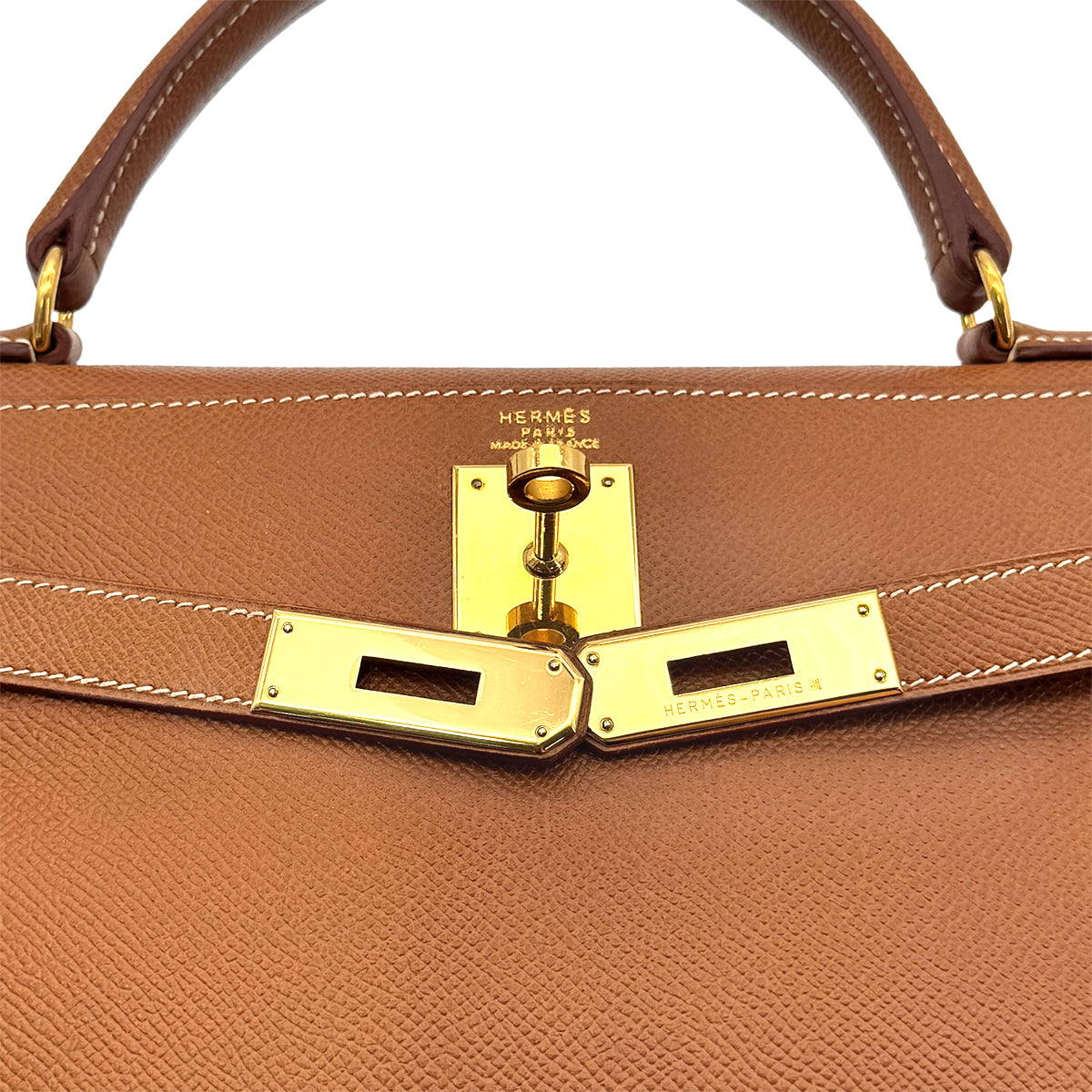 HERMES KELLY 32 RETOURNE GOLD COUCHEVEL HAND SHOULDER BAG □A GHW 90277076