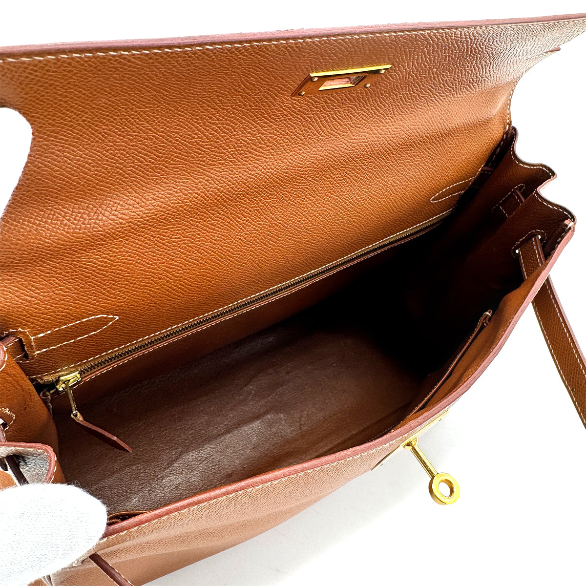 HERMES KELLY 32 RETOURNE GOLD COUCHEVEL HAND SHOULDER BAG □A GHW 90277076