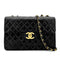 CHANEL VINTAGE MAXI MATELASSE 34 CHAIN SHOULDER BAG BLACK LAMB SKIN 90277078 - PURPOSE