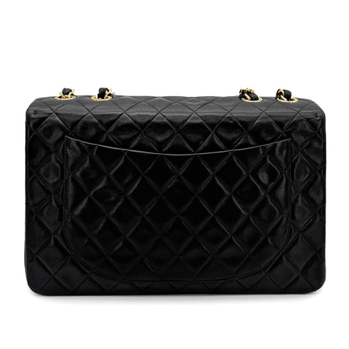 CHANEL VINTAGE MAXI MATELASSE 34 CHAIN SHOULDER BAG BLACK LAMB SKIN 90277078 - PURPOSE