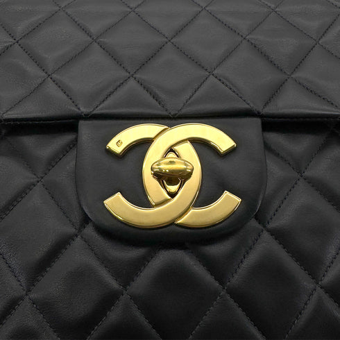CHANEL VINTAGE MAXI MATELASSE 34 CHAIN SHOULDER BAG BLACK LAMB SKIN 90277078 - PURPOSE