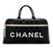 CHANEL VINTAGE LOGO BOWLING HAND BAG BLACK WHITE LEATHER 90277079 - PURPOSE