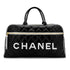 CHANEL VINTAGE LOGO BOWLING HAND BAG BLACK WHITE LEATHER 90277079 - PURPOSE