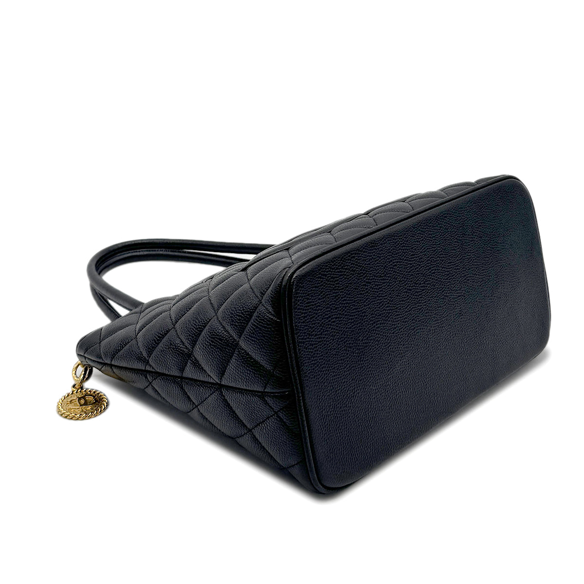 CHANEL VINTAGE MEDALLION TOTE BAG BLACK CAVIAR SKIN 90277083