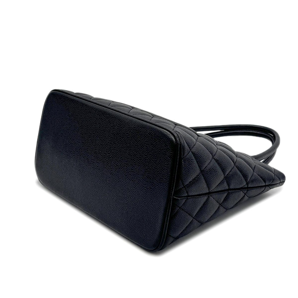 CHANEL VINTAGE MEDALLION TOTE BAG BLACK CAVIAR SKIN 90277083