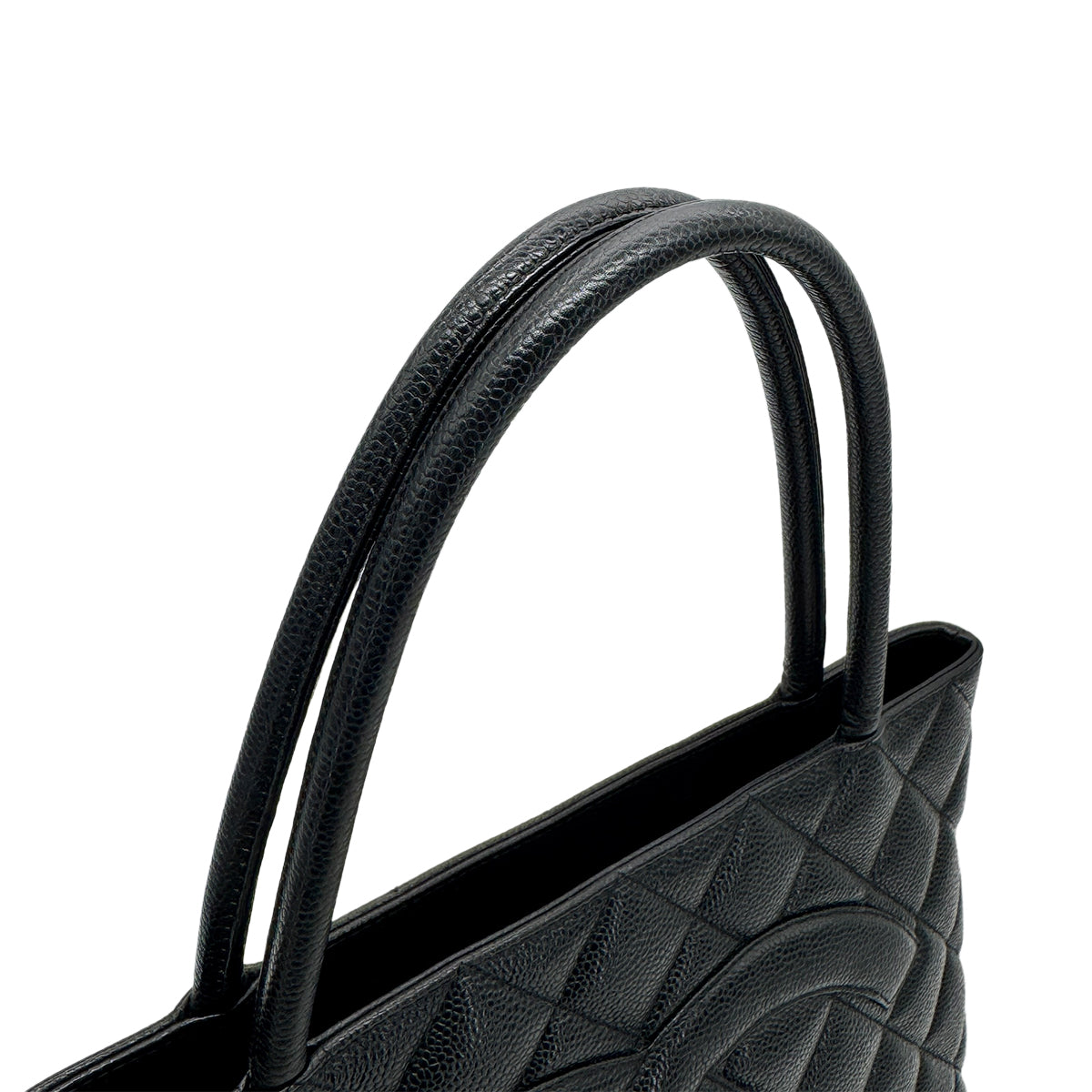 CHANEL VINTAGE MEDALLION TOTE BAG BLACK CAVIAR SKIN 90277083