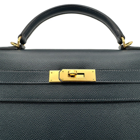 HERMES KELLY 32 SELLIER BLUE INDIGO EPSOM HAND SHOULDER BAG □G 90277085