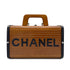 CHANEL VINTAGE LOGO WOOD VANITY HAND BAG BROWN WOOD LEATHER 90277237