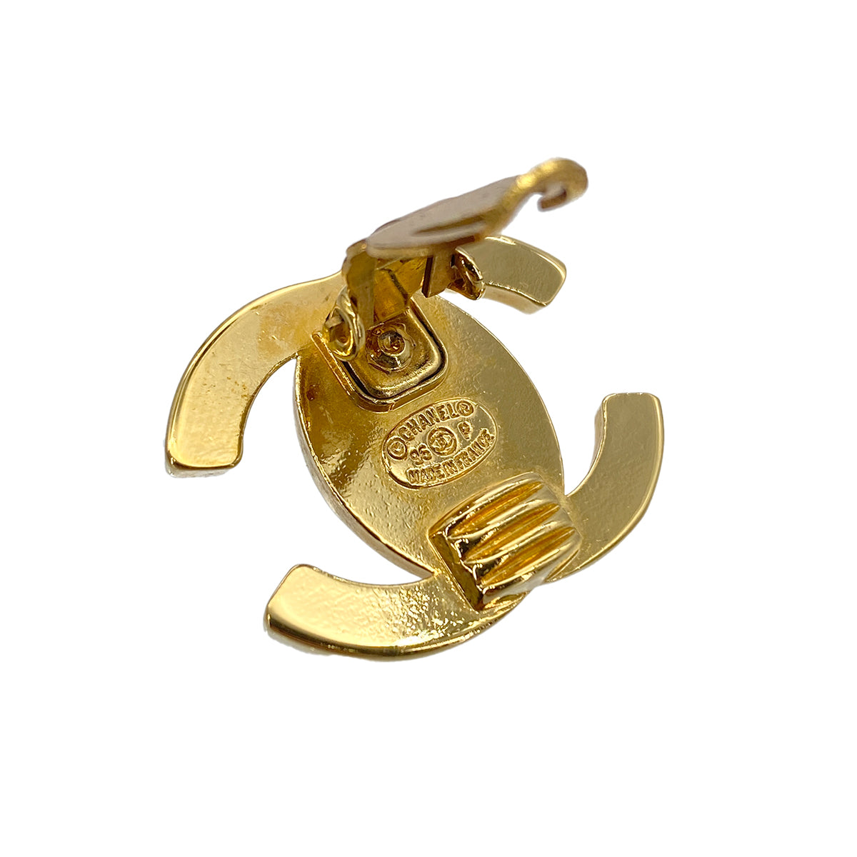 CHANEL VINTAGE EARRINGS TURN LOCK ACCESSORY GOLD 96P P90277242