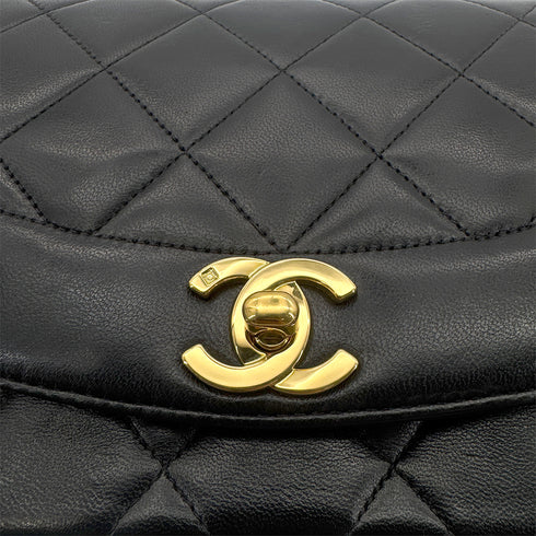CHANEL VINTAGE DIANA SMALL CHAIN SHOULDER BAG BLACK LAMB SKIN 90277247 - PURPOSE