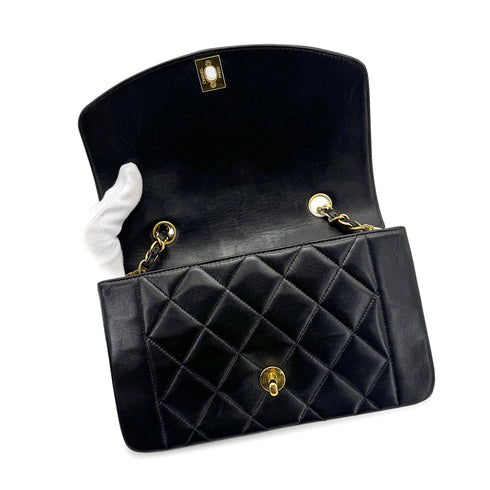CHANEL VINTAGE DIANA SMALL CHAIN SHOULDER BAG BLACK LAMB SKIN 90277247 - PURPOSE