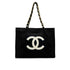 CHANEL VINTAGE CHAIN TOTE BAG BLACK WHITE CANVAS 90277248 - PURPOSE