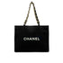 CHANEL VINTAGE CHAIN TOTE BAG BLACK WHITE CANVAS 90277248 - PURPOSE