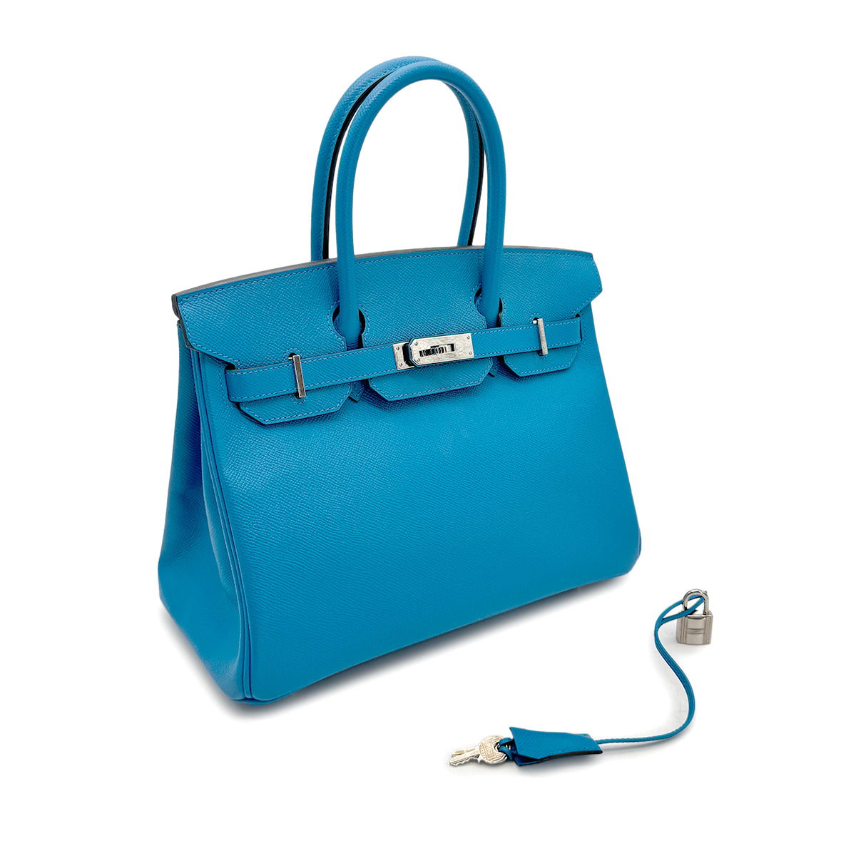 HERMES BIRKIN 30 BLEU ZANZIBAR VEAU EPSOM HAND BAG C SHW 90277268