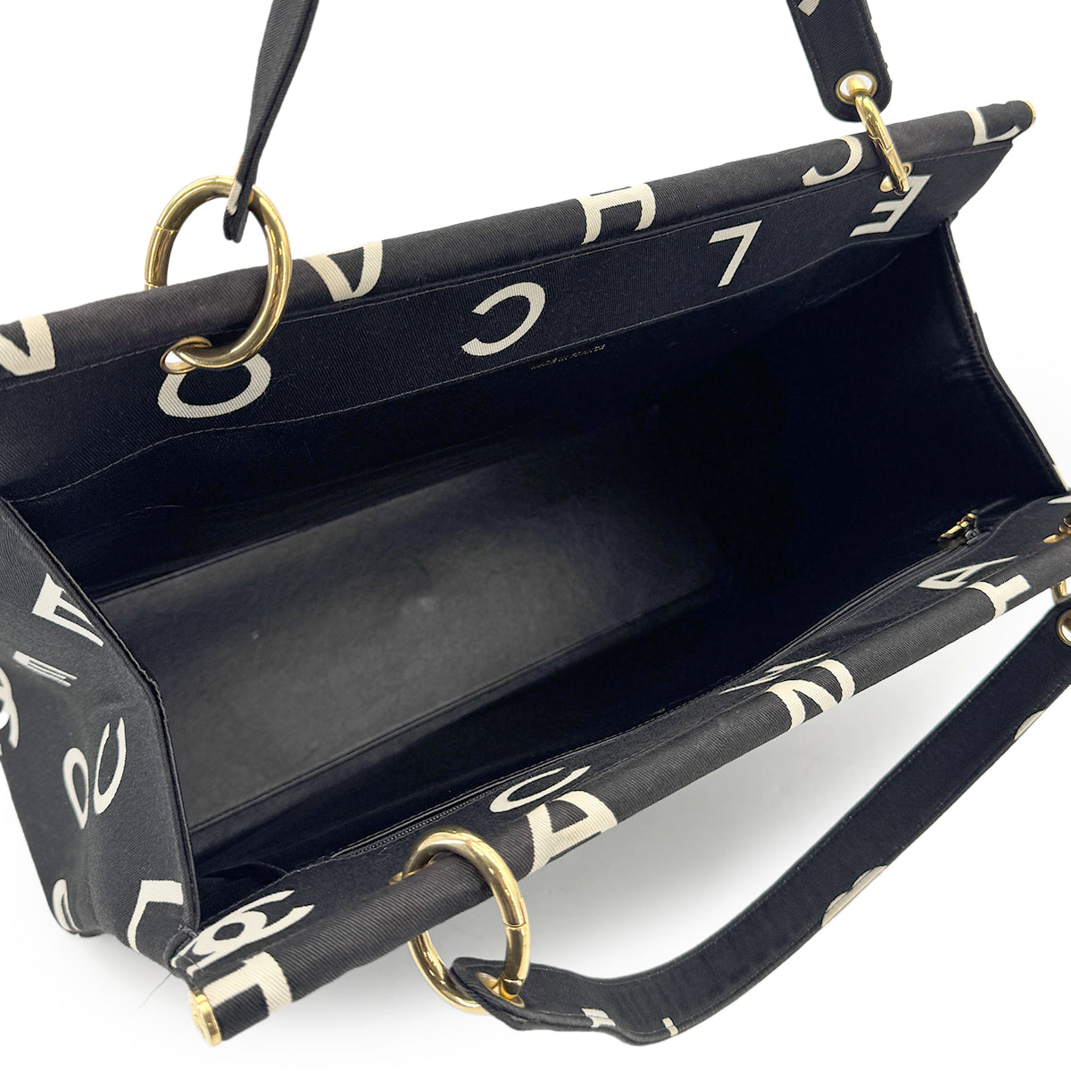 CHANEL VINTAGE MATELASSE LOGO TOTE BAG BLACK COTTON 90277280